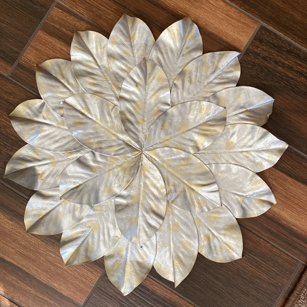 Threshold gold and silver‎ leaf holiday table charger settings decorations